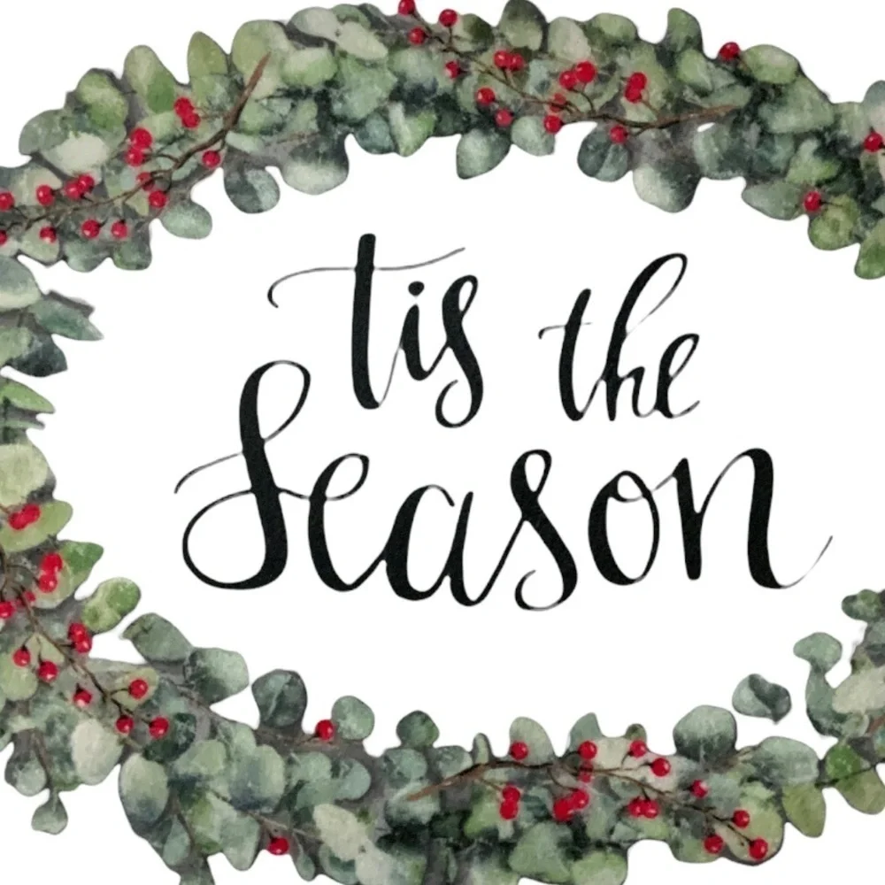Christmas Wreath “Tis The Season” Accent Rug Clay Grey Multi 17.3” X 29.9” NEW